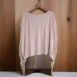 Anthropologie Maronie Pink Short Sleeve Fringe Festival Top Boho Indie Medium